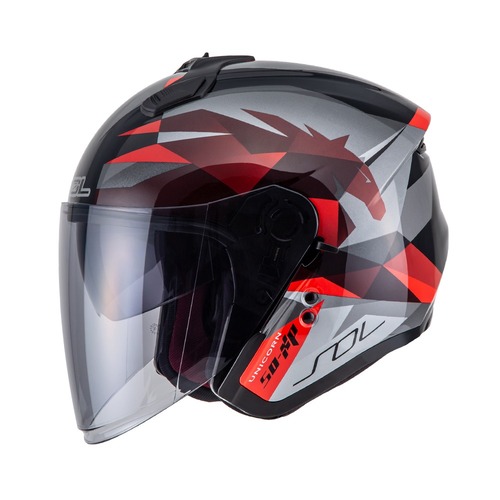 SOL SO-XP (UNICORN BLK RED) 쏠 오픈 하프 페이스 반모  바이크 스쿠터 오토바이 헬멧
